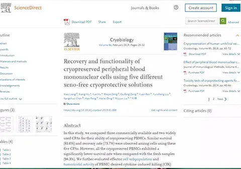 Good news | Beike Biotech's R&D team publishes paper in SCI journal, continuing to explore and break new ground in cell preparation and storage technologies!