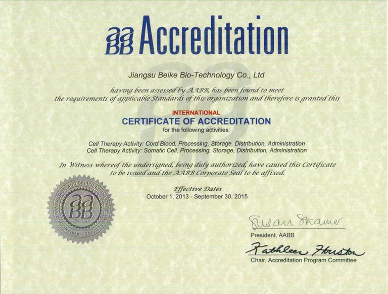 AABB Certificate Beike Biotech